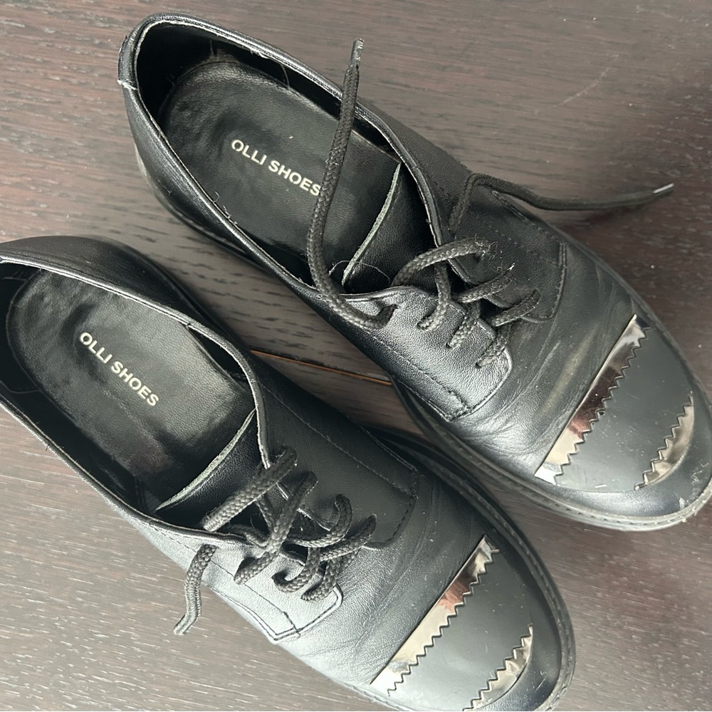 Olli Women’s  Black Leather Derby Shoes with Toe Embellishments. Size EU 38 - Picture 11 of 16